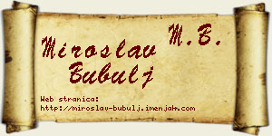 Miroslav Bubulj vizit kartica